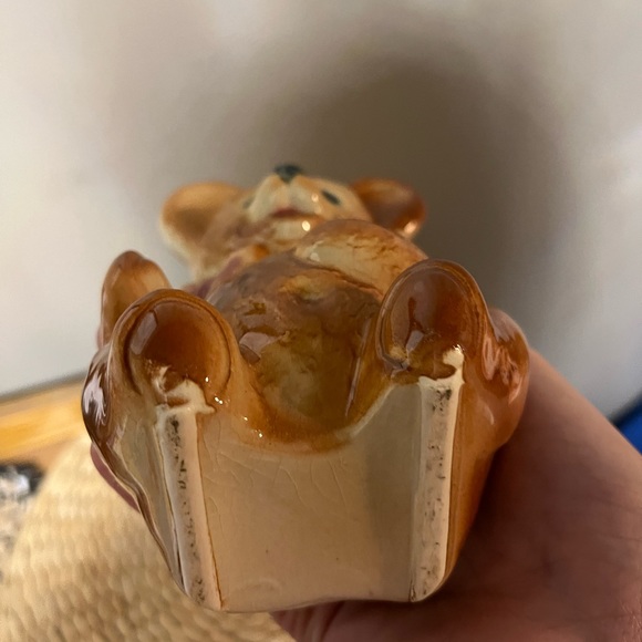 2/$10 Teddy Bear Royal Copley vintage planter maternity New baby vase red bow - Picture 2 of 7